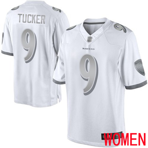 Baltimore Ravens Limited White Women Justin Tucker Jersey NFL Football 9 Platinum
